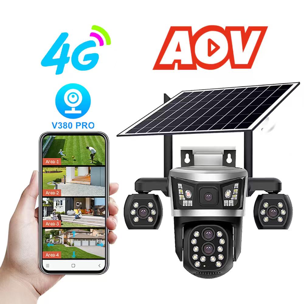 MaxGen VTS07-4G V380 PRO Four Lens Sim-Supported Solar Battery Backup PTZ IP Camera 12MP Outdoor Waterproof, Two-Way Audio, Motion Detection 360-Degree Robotic PTZ CCTV Camera 2 MaxGen VTS07-4G V380 PRO Four Lens Sim-Supported Solar Battery Backup PTZ IP Camera