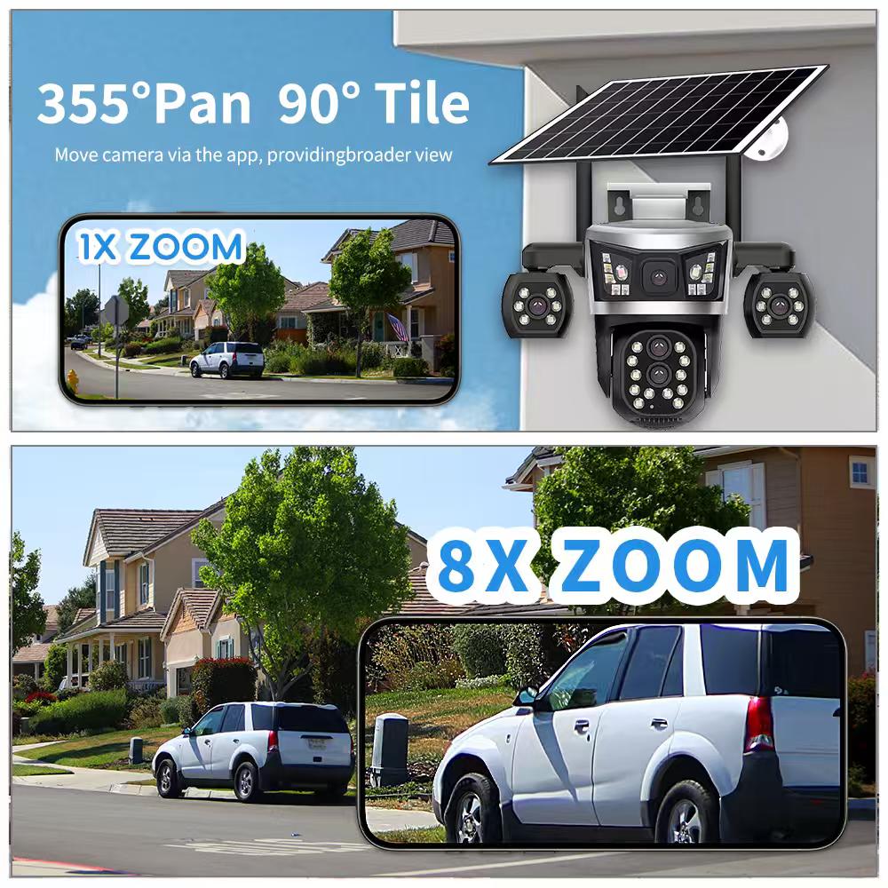 MaxGen VTS07-4G V380 PRO Four Lens Sim-Supported Solar Battery Backup PTZ IP Camera 12MP Outdoor Waterproof, Two-Way Audio, Motion Detection 360-Degree Robotic PTZ CCTV Camera 3 MaxGen VTS07-4G V380 PRO Four Lens Sim-Supported Solar Battery Backup PTZ IP Camera
