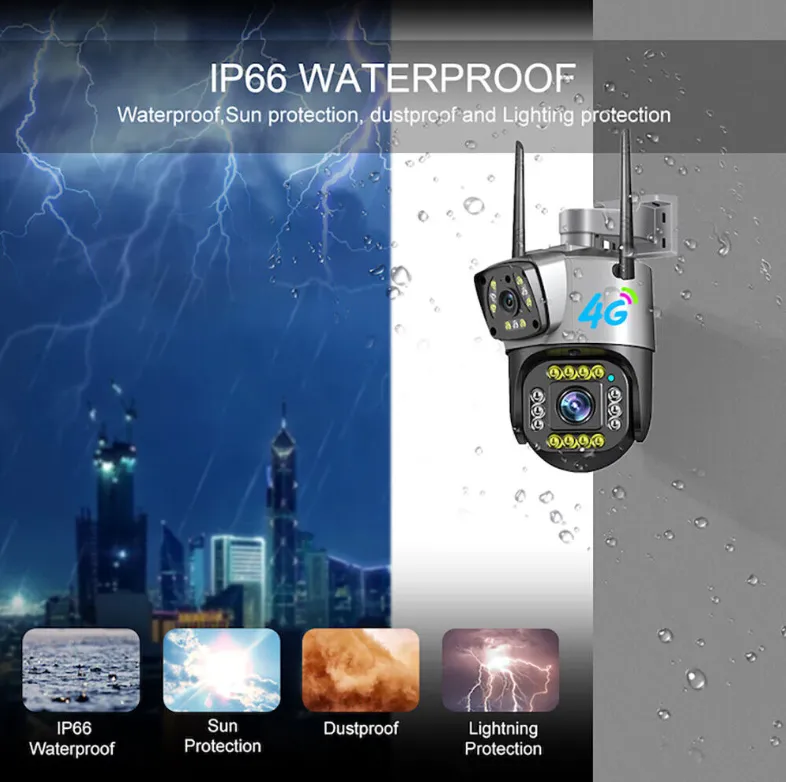 MaxGen SC02-4G V380 PRO Dual Lens 4G Sim Support IP Camera 4MP Outdoor Waterproof 360 Degree, Auto Tracking, Color Night Vision, Two Way Audio, Motion Detection Premium PTZ CCTV Camera 2 MaxGen SC02-4G V380 PRO Dual Lens 4G SIM IP Camera