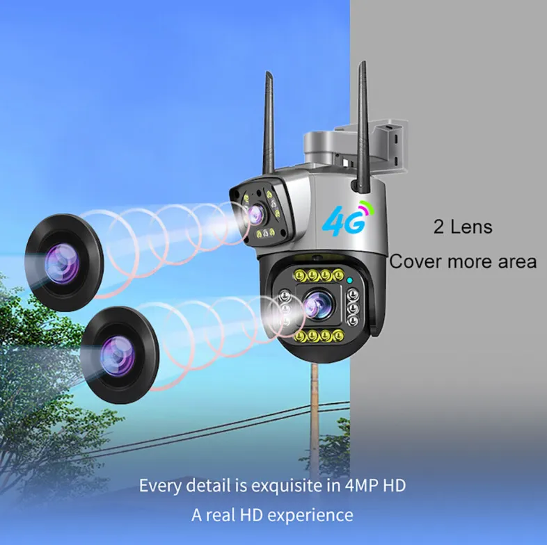 MaxGen SC02-4G V380 PRO Dual Lens 4G Sim Support IP Camera 4MP Outdoor Waterproof 360 Degree, Auto Tracking, Color Night Vision, Two Way Audio, Motion Detection Premium PTZ CCTV Camera 3 MaxGen SC02-4G V380 PRO Dual Lens 4G SIM IP Camera