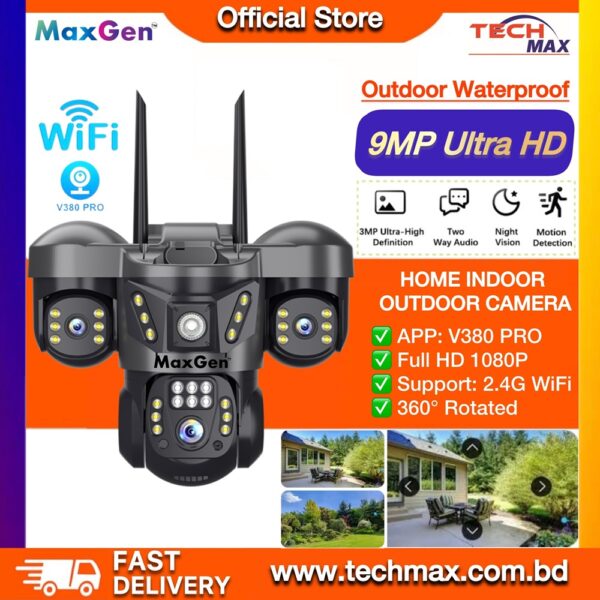 MaxGen SC29 V380 PRO Three Lens IP Camera, outdoor waterproof auto tracking CCTV