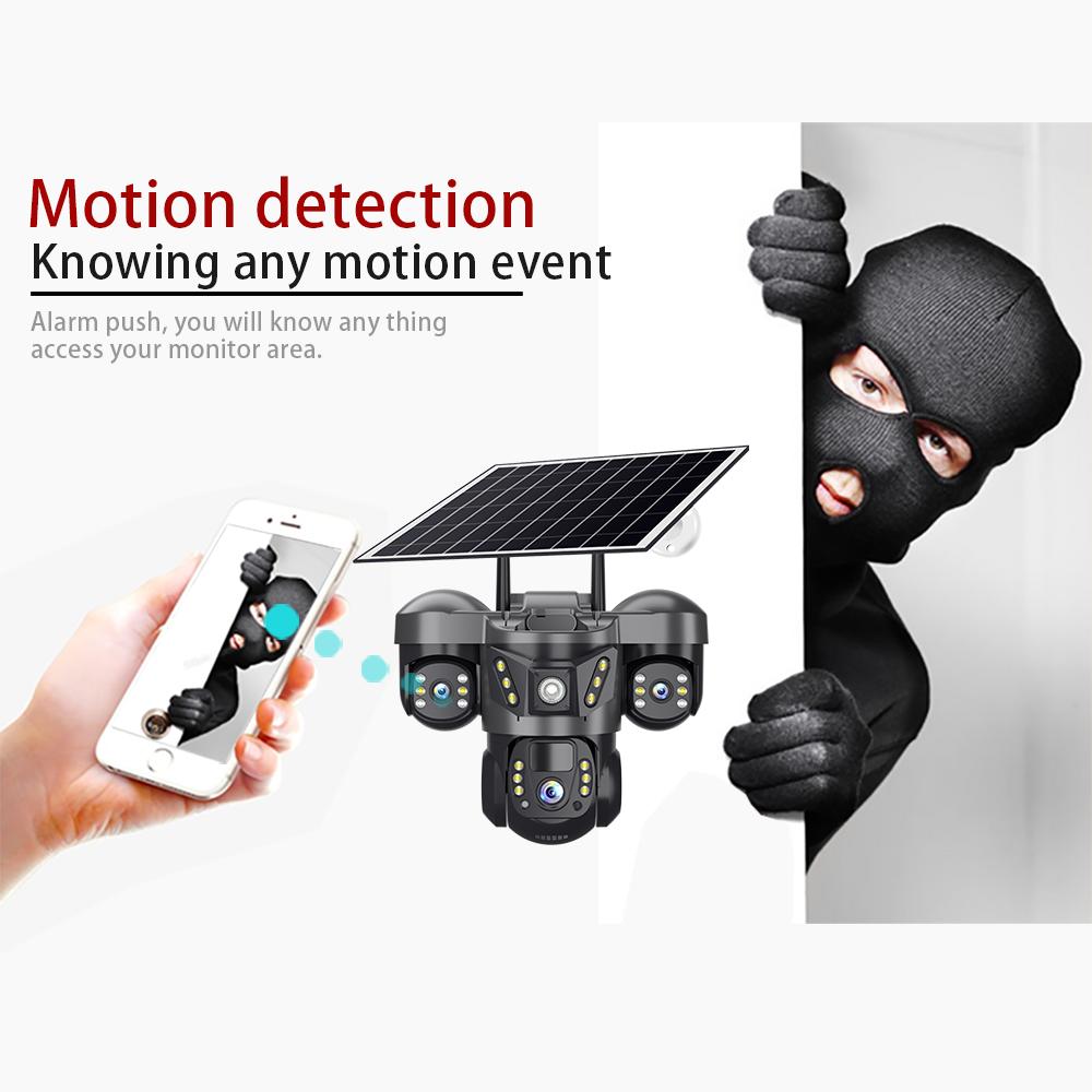 MaxGen VTS29-4G V380 PRO Three Lens Solar 4G Sim-Supported Battery Backup PTZ IP Camera 9MP Outdoor Waterproof 360 Degree Auto Tracking Color Night Vision Two Way Audio PTZ CCTV Camera 2 MaxGen VTS29-4G V380 PRO Solar IP Camera