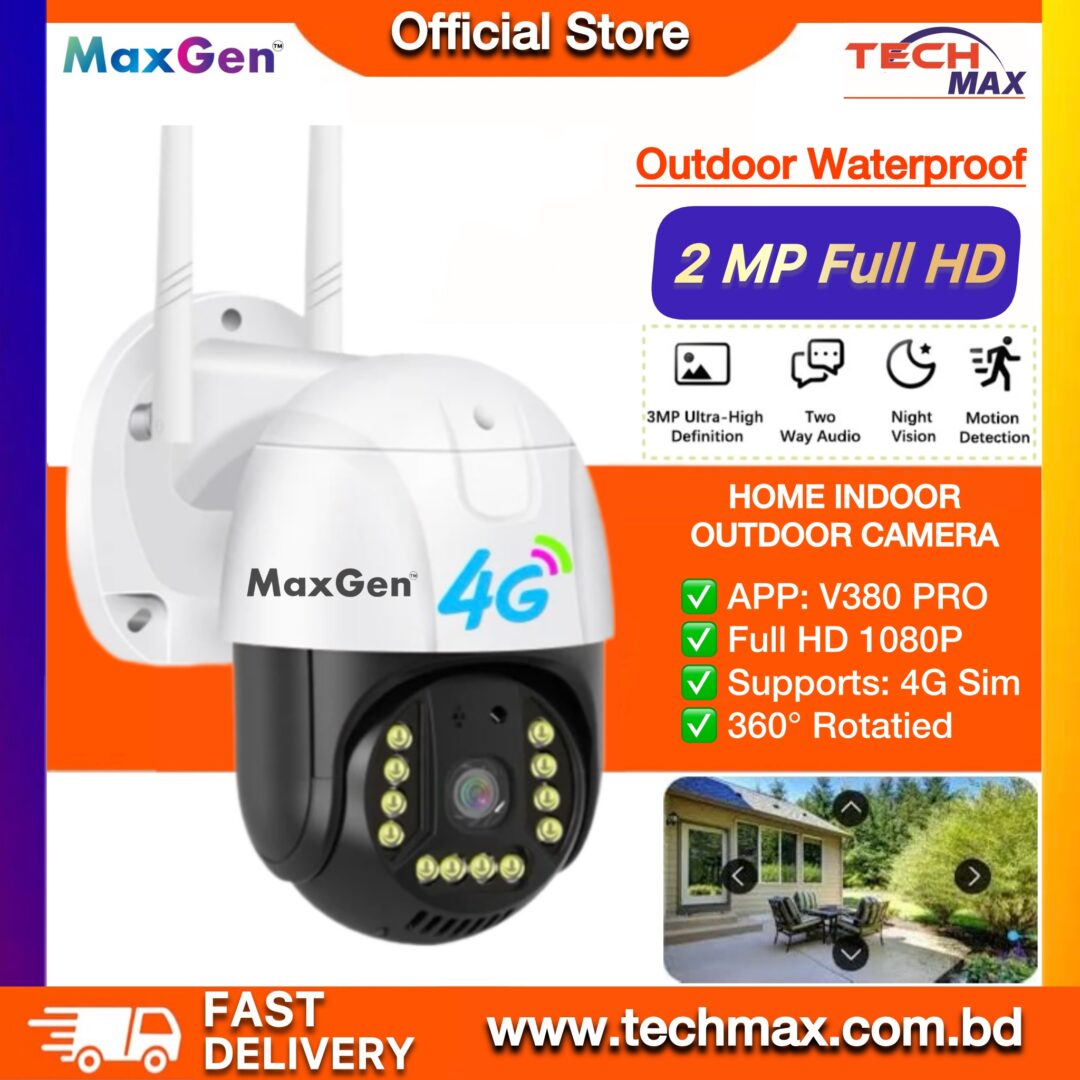 MaxGen V380 PRO C15X-H 4G SIM Supported IP Camera MaxGen V380 PRO C15X-H 4G SIM Supported IP Camera 3MP Waterproof Outdoor Color Night Vision Auto Tracking Two Way Alarm Live View PTZ Security Camera