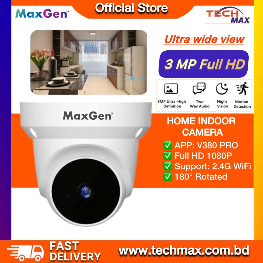 MaxGen Q1 Dome V380 PRO WiFi Camera 3MP MaxGen Q1 Dome WiFi IP camera 3MP 180 degree night vision two way audio CCTV