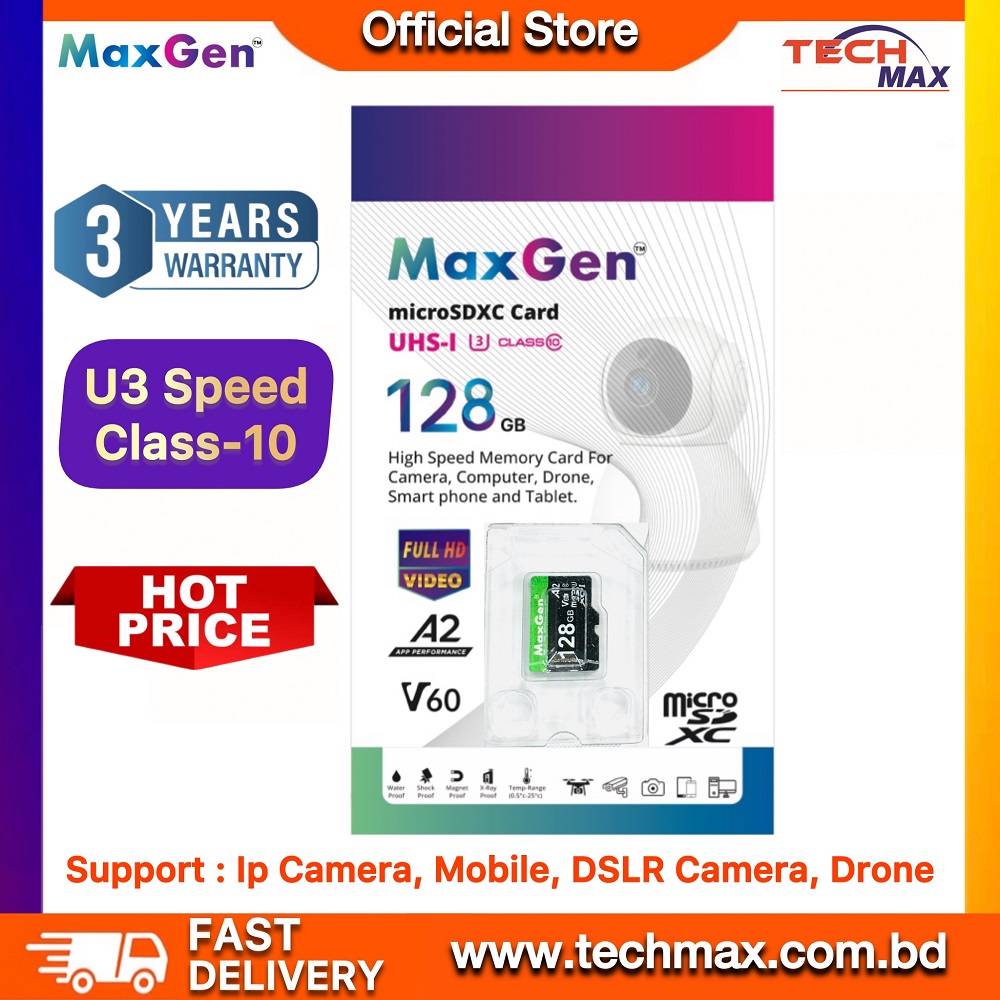 MaxGen 128GB Micro SD Card U3 High Speed Memory Card for Camera Drone Smartphone