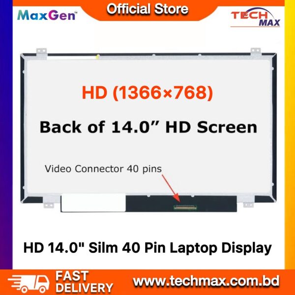Laptop Display Screen 14.0" Inch HD Ultra Slim 40 Pin Laptop Display