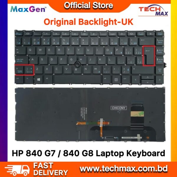 HP EliteBook 840 G7 G8 845 745 ZBook Firefly 14 G7 G8 Backlit UK Keyboard