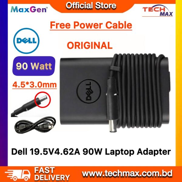 Dell Laptop Adapter For Dell 5558, 5559, 5567, 7567 Inspiron 17 5000 / 7000 Vostro 15 (3000 / 5000 Series (19.5V-4.62A 90W-4.5mm*3.0mm)