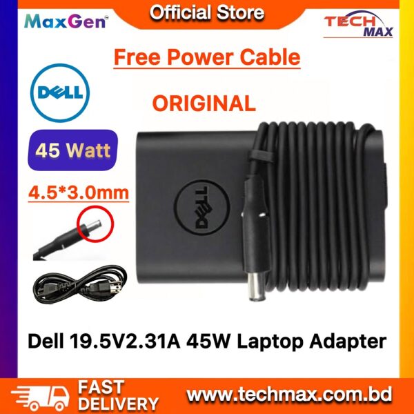 Dell Laptop Adapter For Dell Inspiron 15 3551 3511 3411 3552 3558 3559 5551 5552 5555 5558 5559 5565 5567 5568 5578 7558 7568 7569 7579 Inspiron 11 13 14-3000 15-3000 Series (19.5V-2.31A 45W-4.5mm*3.0mm)
