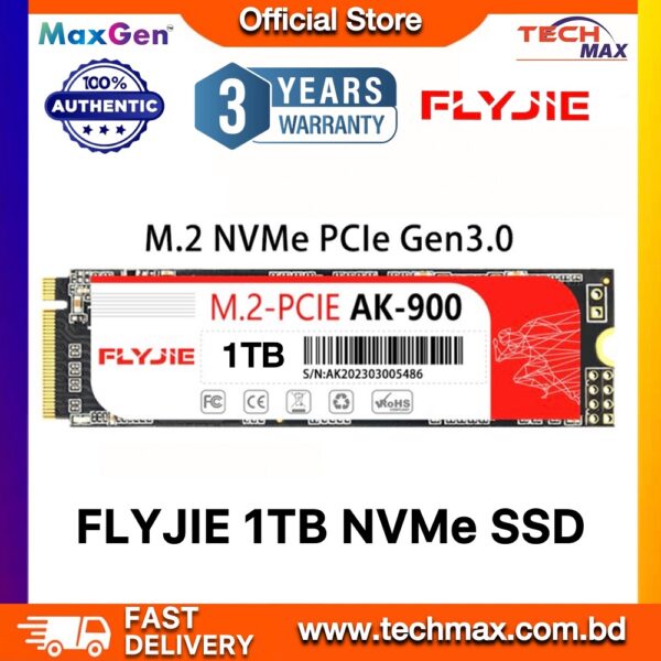 FLYJIE AK-900 1TB / 1000GB NVMe SSD M2 (2280) PCIe Gen 3.0 SSD For Laptop & Desktops