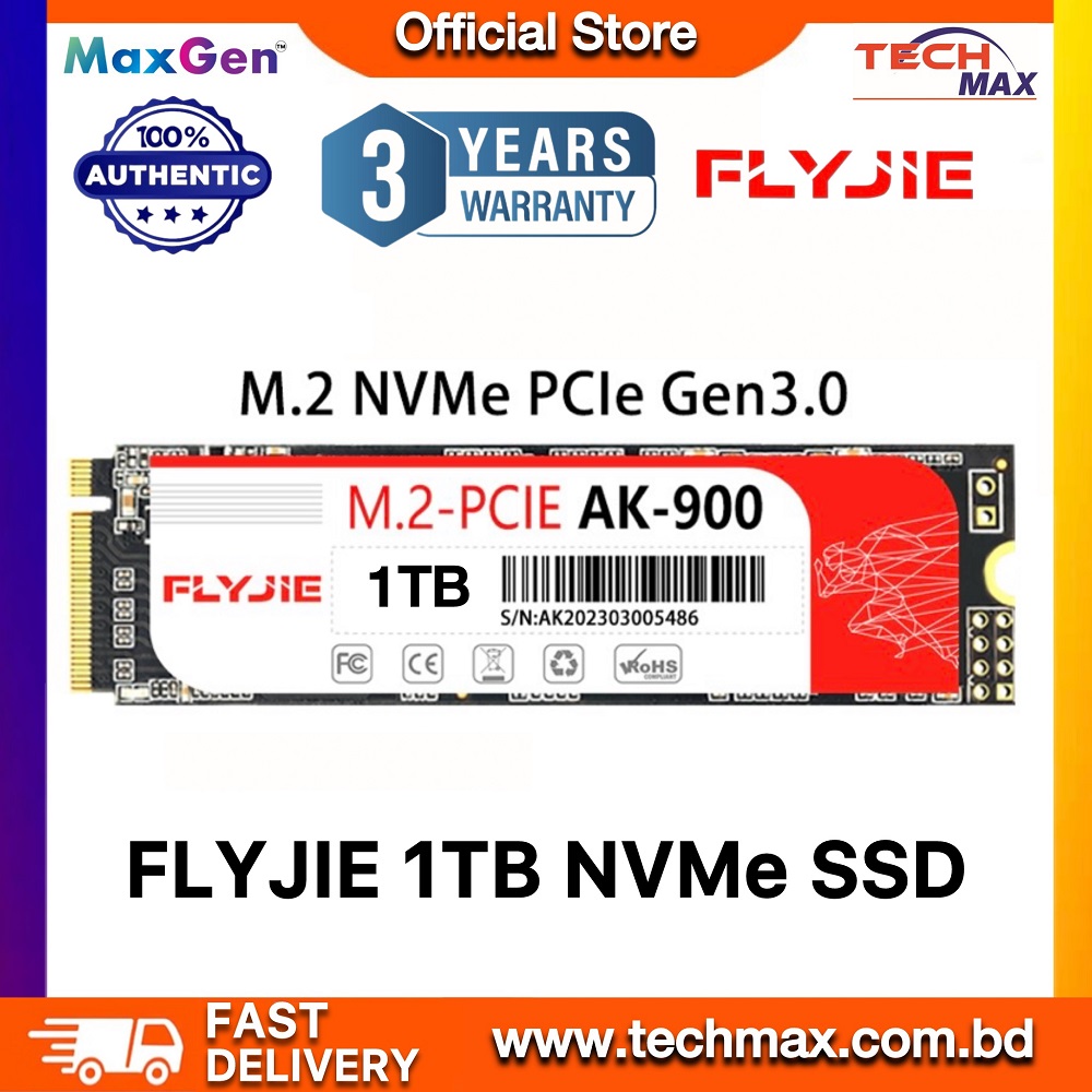 FLYJIE AK-900 1TB / 1000GB NVMe SSD M2 (2280) PCIe Gen 3.0 SSD For Laptop & Desktops 1 FLYJIE AK-900 1TB / 1000GB NVMe SSD M2 (2280) PCIe Gen 3.0 SSD For Laptop & Desktops