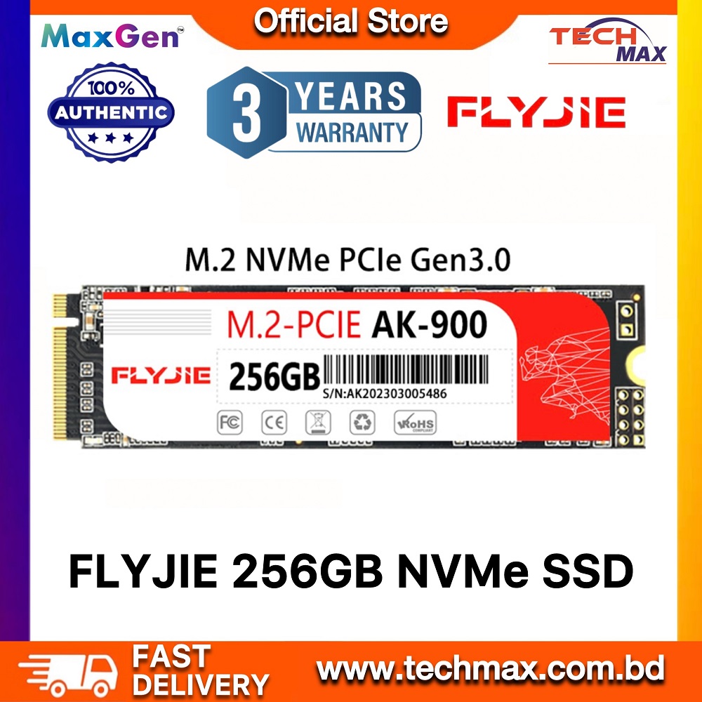 FLYJIE AK-900 256GB NVMe SSD M2 (2280) PCIe Gen 3.0 SSD For Laptop & Desktops