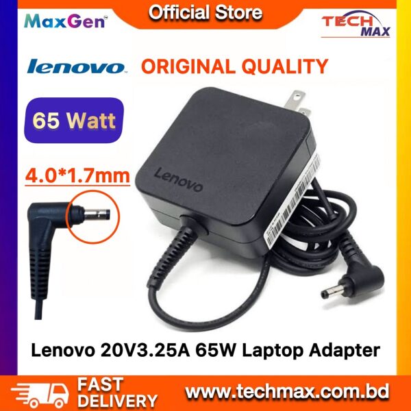 Lenovo Laptop Adapter For IdeaPad 320-15ISK, 320-14ISK 330-14, 330-15, 330-17, 510-15, 330s-14, 330s-15 Flex 6-14100S 100 110 110S 120 120S 310 320 510 510S 520 710S Series (20V-3.25A 65W 4.0mm*1.7mm)