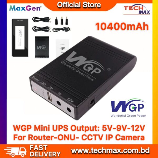 WGP Mini UPS 10400mAh for router ONU CCTV camera WiFi IP camera 5V 9V 12V backup power supply