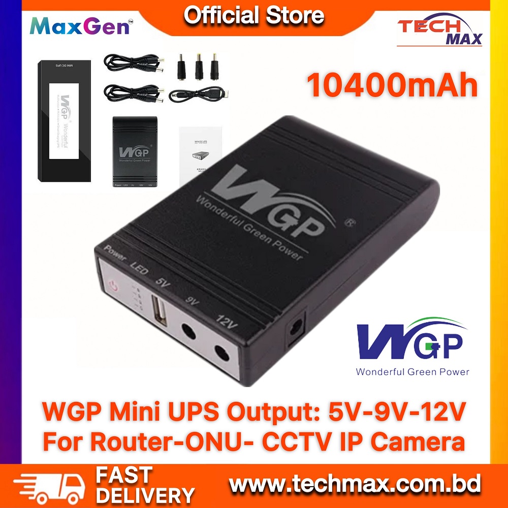 WGP Mini UPS 10400mAh for router ONU CCTV camera WiFi IP camera 5V 9V 12V backup power supply