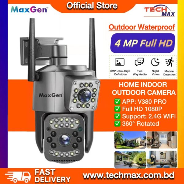 MaxGen SC03 V380 PRO Dual Lens WIFI IP Camera outdoor waterproof with AI human detection and color night vision