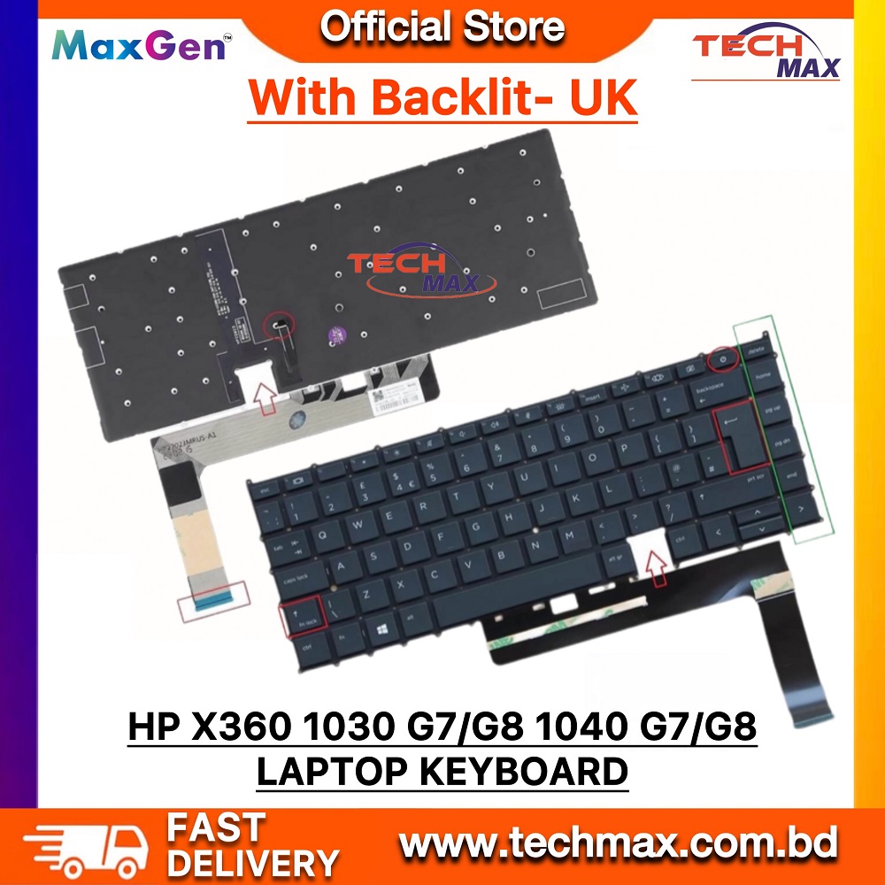 HP Laptop Keyboard For HP EliteBook X360 1040 G7, 1040 G8, 1040 G9, 1040 G10 & EliteBook x360 1030 G7, 1030 G8 1030 G9 Series Laptop Keyboard With Backlit-UK 1 HP EliteBook X360 1040 G7, 1040 G8, 1040 G9, 1040 G10 & EliteBook x360 1030 G7, 1030 G8 1030 G9 Series Laptop Keyboard US With Backlit-UK
