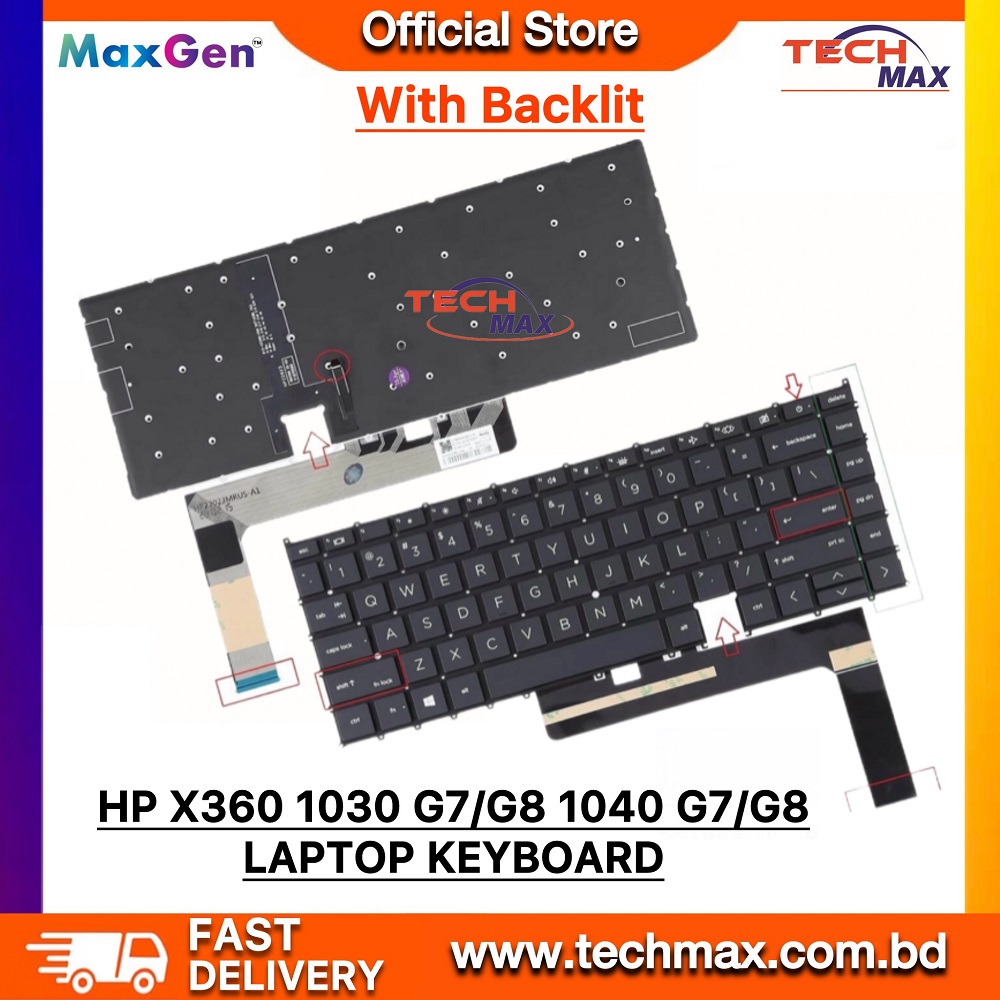 HP Laptop Keyboard For HP EliteBook X360 1040 G7, 1040 G8, 1040 G9, 1040 G10 & EliteBook x360 1030 G7, 1030 G8 1030 G9 Series Laptop Keyboard US With Backlit