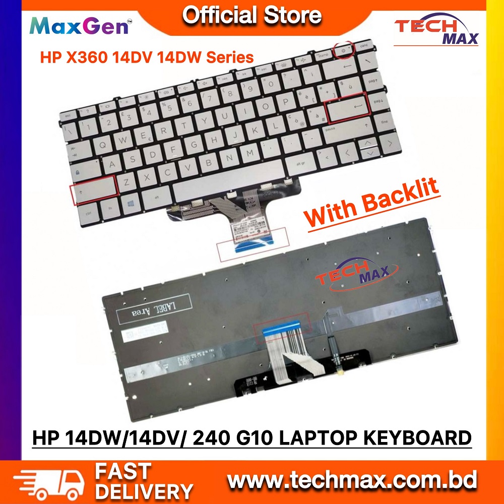 HP Pavilion X360 14-DV 14-DW 14-DY 14M-DW 14M-DW0023DX Pavilion x360 14-DW0052TU, 14-DW1032TU, DW0044TU, 14-dv0003TX , ΤΡΝ-Q244 L96519-061, 14-DY TPN-Q244 Q234, TPN-1137 Pavilion 13-BB 240 G10 Series Laptop Keyboard US Silver With Backlit 1 HP Pavilion X360 14-DV 14-DW 14-DY 13-BB Laptop Keyboard