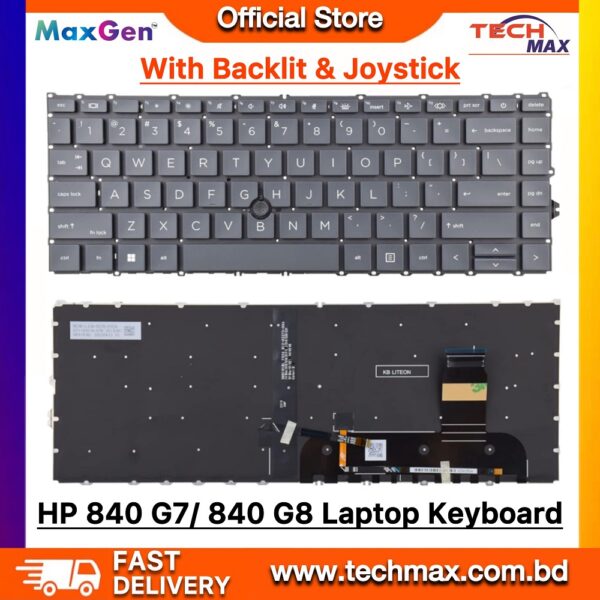 HP EliteBook 840 G8 G7 845 745 ZBook Firefly 14 Backlit Keyboard with Pointer