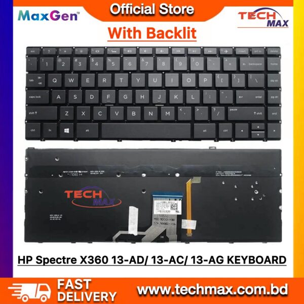 HP Spectre X360 13-W 13-AD 13-AC 13-AG 13-AH 13-ΑΕ 13T-AE 13-BF 13-CA 13-AC033DX 13-AC040CA Series Laptop Keyboard (With Backlit)