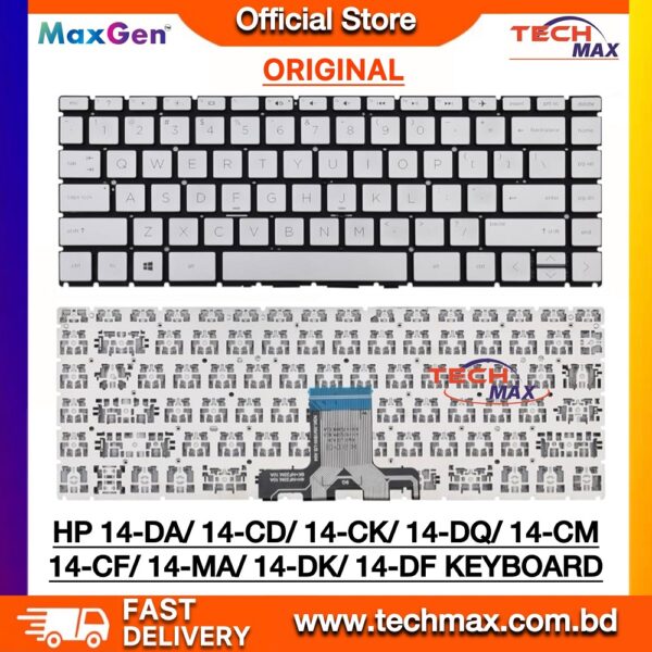 HP Pavilion 14-DA 14-CK 14-CD 14-CM 14-CC 140-BD 14S-DK 14S-DP 14S-CR 14s-CF 14-CE 14-CF 14S-DF 14-DK 14-CK 14-CD 14-CM, HP Pavilion x360 14-CK 14-CM 14-DG 14Q-CS 14T-CM 14Q-CY 14Z-CM 14-CF HP 240 G7 245 G7 246 G7, HP 14-DA 14-CC CC0027TX 14-CE 1005TX CE1004TX 0015TU 0027TX, HP Pavilion X360 14-CD 14-CD0003DX 14-CD1008CA 14-CD1010NR 14-CD1055CL 14-CD1075NR, B W125 TPN-Q188 Q190 Q207 L15599-B31 Laptop Keyboard (Silver)