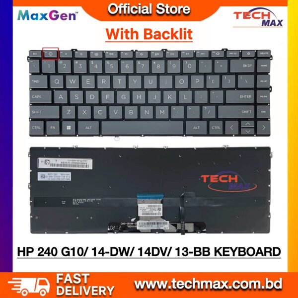 HP 240 G10 245 G10 246 G10 240R G10 246R G10 Series Laptop Keyboard (With Backlit)