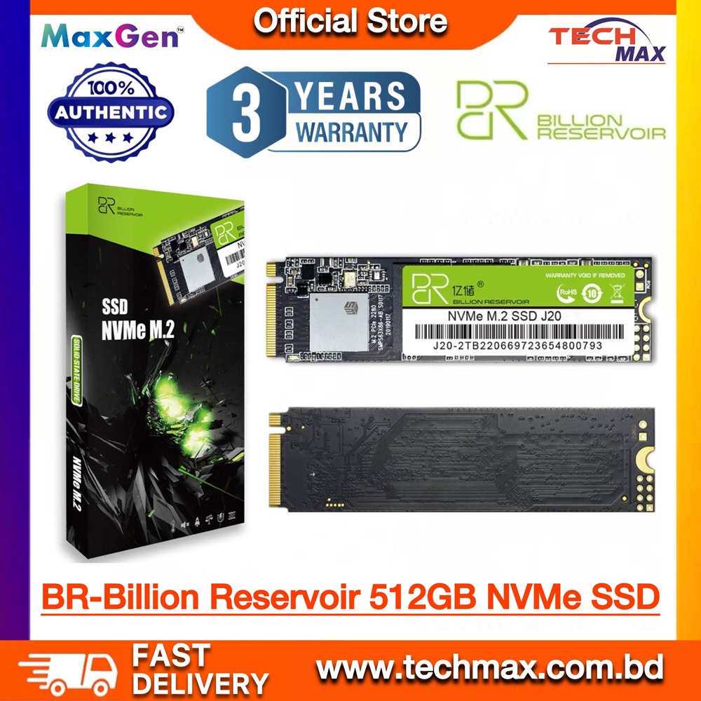 BR-Billion Reservoir 512GB NVMe SSD M2 (2280) PCIe Gen 3.0 SSD For Laptop & Desktops