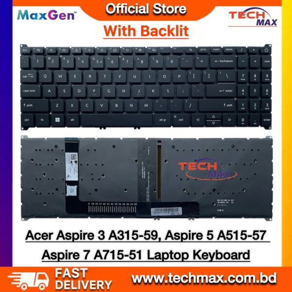 Acer Aspire A315-59 A515-57 A715-76 Backlit Laptop Keyboard US Layout