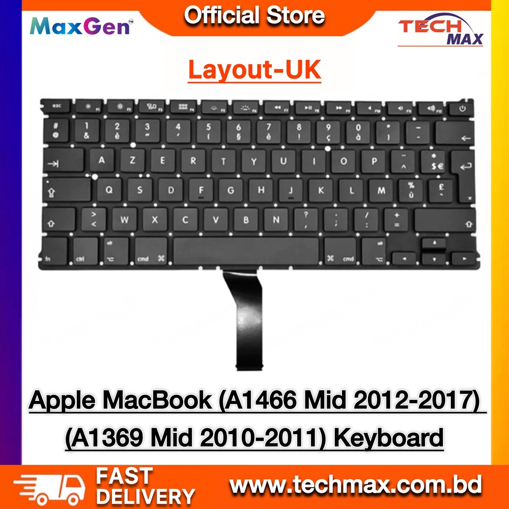 Apple MacBook Air A1369 A1466 (UK Layout) Keyboard 13 Inch A1369 (Mid 2011) A1466 (Mid 2012 to Mid 2017) MacBook keyboard 1 Apple A1369 A1466 MacBook Air keyboard replacement
