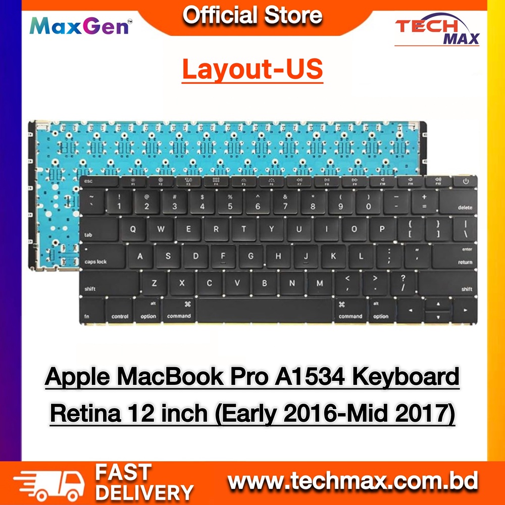 Apple MacBook A1534 US Layout (2016, 2017 Year Not fit 2015 Year)12-Inch MacBook Replacement Keyboard 1 Apple MacBook A1534 12-inch (2016–2017) US Layout Replacement Laptop Keyboard