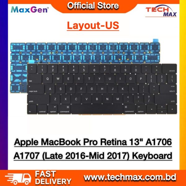 Apple MacBook Pro A1706 A1707 US Layout Touch Bar Replacement Keyboard (2016–2017)
