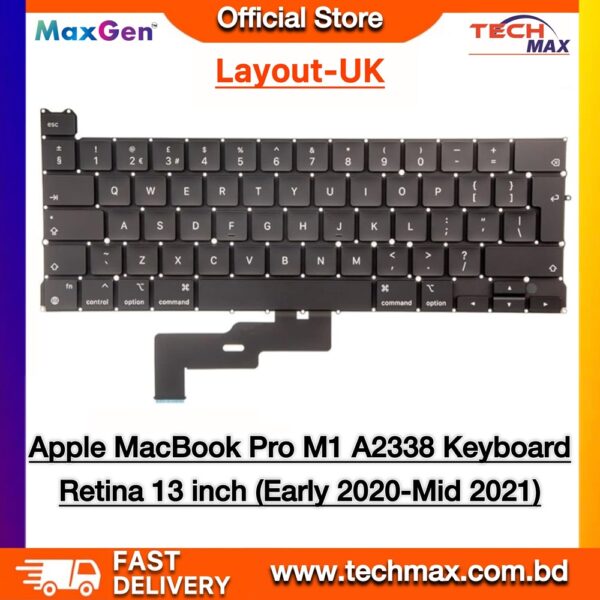Apple MacBook Pro M1 M2 A2338 13-inch (M1/M2 2020–2022) UK Layout Replacement Keyboard
