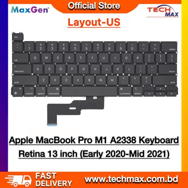 Apple MacBook Pro A2338 13-inch (M1/M2 2020–2022) US Layout Replacement Keyboard