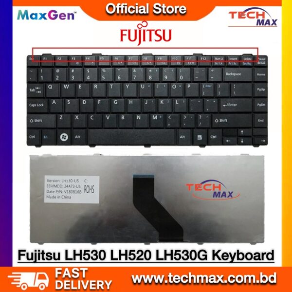 Fujitsu LifeBook LH520 LH530 LH530G series replacement laptop keyboard black US layout compatible spare part