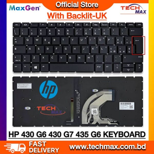 HP ProBook 430 G6 G7 keyboard UK layout backlit replacement