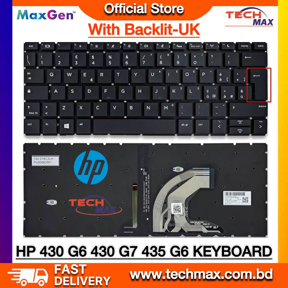 HP ProBook 430 G6 435 G6 430 G7 435 G7 ZHAN 66 Pro 13 G2 HSN-Q14C Q23C UK Layout With Backlit Laptop Keyboard 1 HP ProBook 430 G6 G7 keyboard UK layout backlit replacement