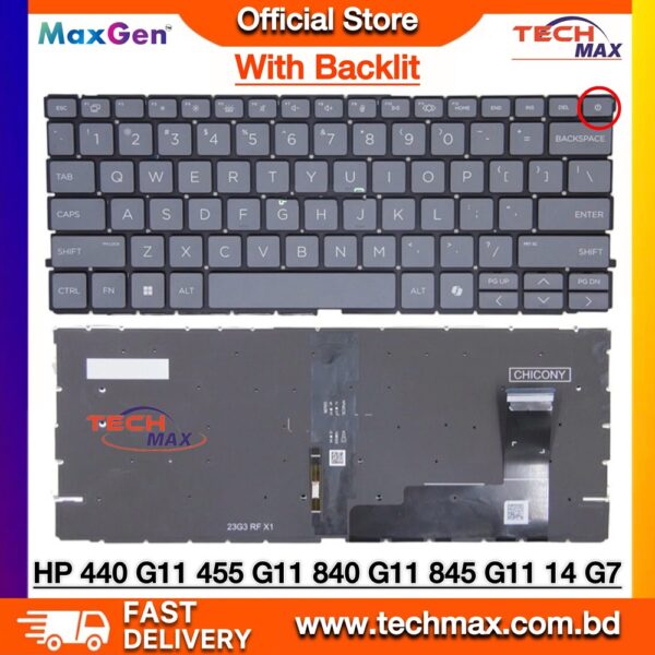HP ProBook 440 G11 445 G11 keyboard US layout gray backlit replacement