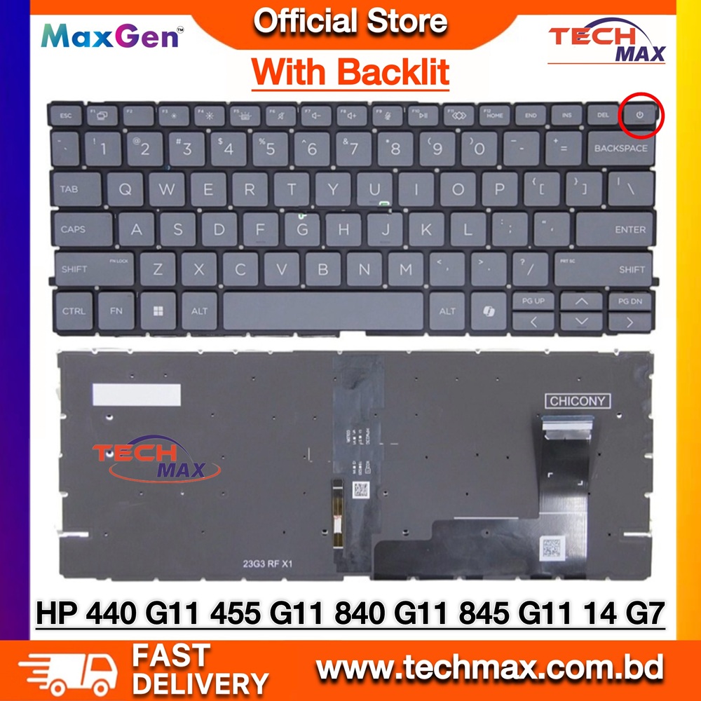 HP ProBook 440 G11 445 G11 ZHAN66 14 G7 840 G11 845 G11 Gray Backlit US Laptop Keyboard 1 HP ProBook 440 G11 445 G11 keyboard US layout gray backlit replacement