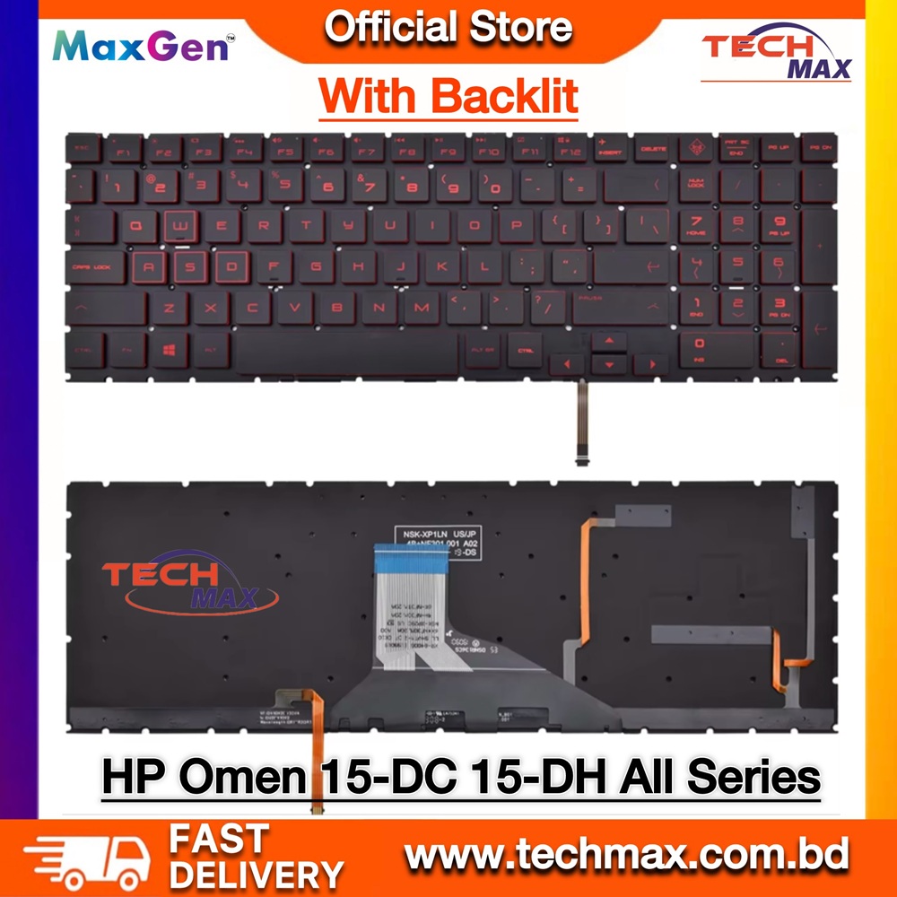 HP Omen 15-DC 15T-DC 15T-DC100 15-DH 15T-DH 17-CB Series, TPN-Q211 9Z.NFBQ.101 NSK-XP1BQ TPN-C144 TPN-C143 NSK-XP2BQ 9Z.NF3BQ.201 L32775-001 RGB (Red) Backlit US Laptop Keyboard 1 HP Omen 15 DC DH 17 CB red backlit keyboard US layout gaming replacement