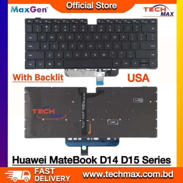 Huawei MateBook D14 D15 backlit laptop keyboard replacement original US layout black