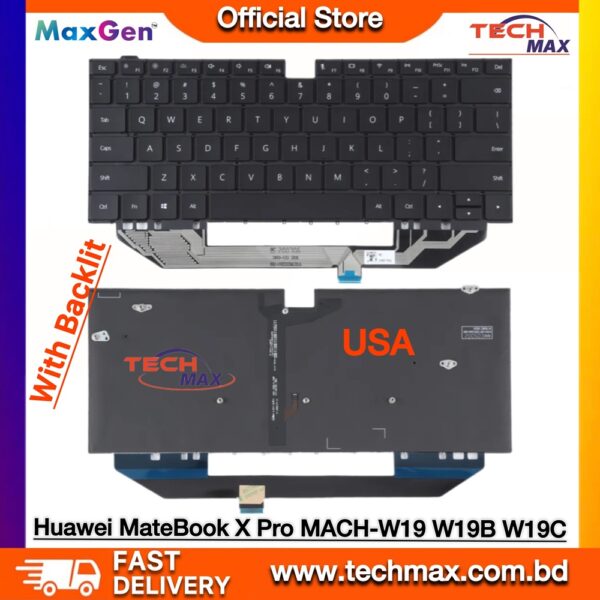 Huawei MateBook X Pro MACH-W19 backlit laptop keyboard original US layout black replacement
