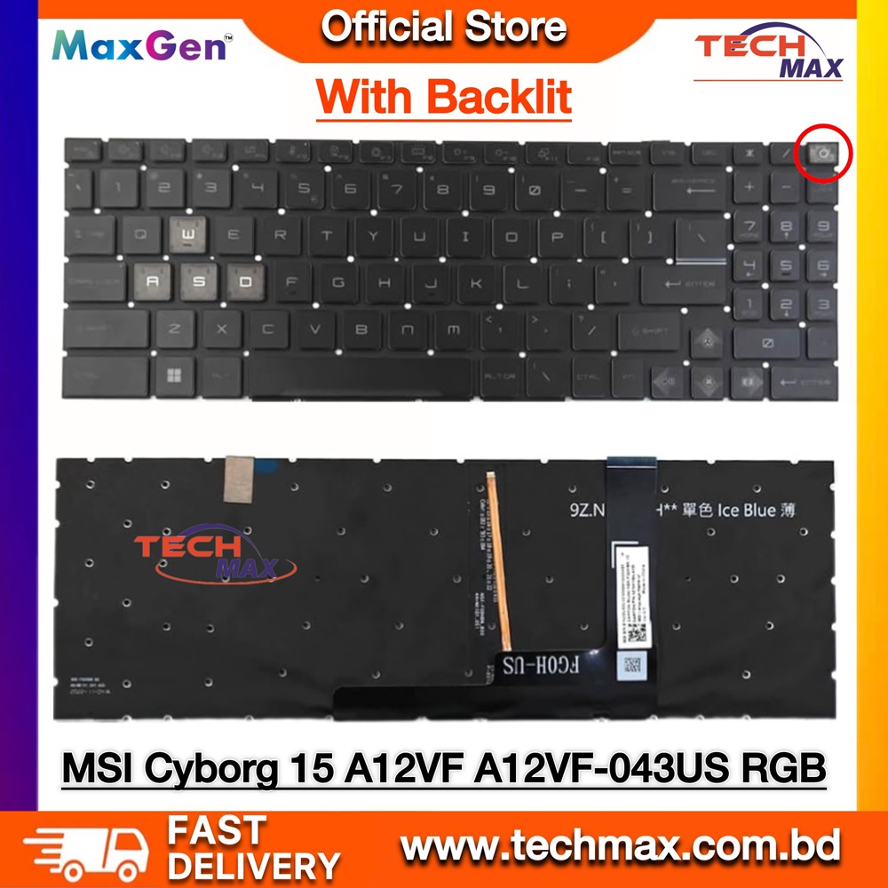 MSI Bravo 15 B7EDP C7UCX C7VE C7VF 17 C7UDX D7VE D7VF, MSI Cyborg 15 A12VE A12VF A13VE A13VF A13UC A13UCX A13UDX MS-158P MS-15K1 US Laptop Keyboard (Original Backlit) 1 MSI Cyborg 15 Bravo 15 17 Laptop Keyboard Backlit US Layout Replacement BD