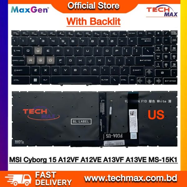 MSI Cyborg 15 Bravo 15 17 Laptop Keyboard Backlit US Layout Replacement