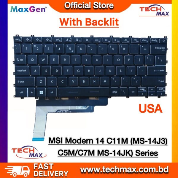 MSI Modern 14 C12M C13M Summit E14 Evo Keyboard Backlit US Layout Replacement