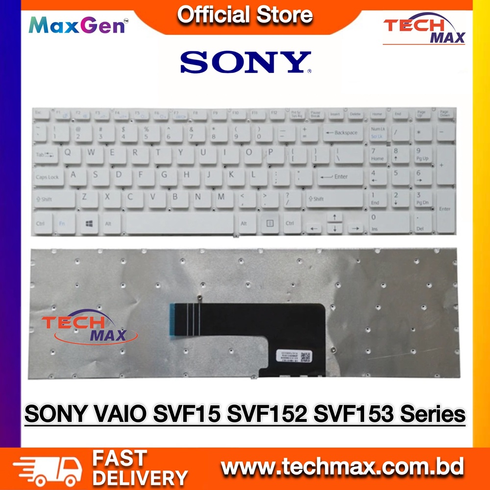SONY VAIO SVF15 SVF1532DCYW SVF15411CDW SVF15412CXB SVF15413CDW SVF15414CXB SVF15414CXW SVF15415CDB SVF15415CDW SVF15416CXB SVF15425CDB Series Premium Laptop Keyboard (White) 1 Sony VAIO SVF15 SVF154 Series White Laptop Replacement Keyboard