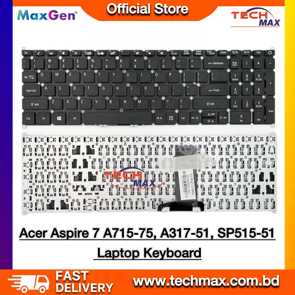 Acer Aspire 7 A715-75 A715-75G A715-75G-71RD A715-75G-7774 A317-32, A317-33, A317-51, A317-51G, A317-51K N17C2 N19C5 Series Laptop Keyboard 1 Acer Aspire 7 A715-75 A317 Laptop Keyboard US Layout