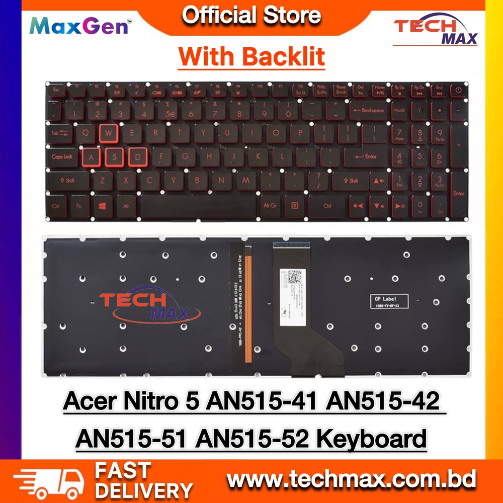 Acer Nitro 5 AN515-31 AN515-41 AN515-42 AN515-43 AN515-44 AN515-51 AN515-52 AN515-53 AN515-54 N20C1 N22C1 N17C1, Nitro 7 AN715-51 AN517-51 Series Laptop Keyboard (With Backlit) 2 Acer Nitro 5 AN515 AN715 backlit gaming laptop keyboard replacement black