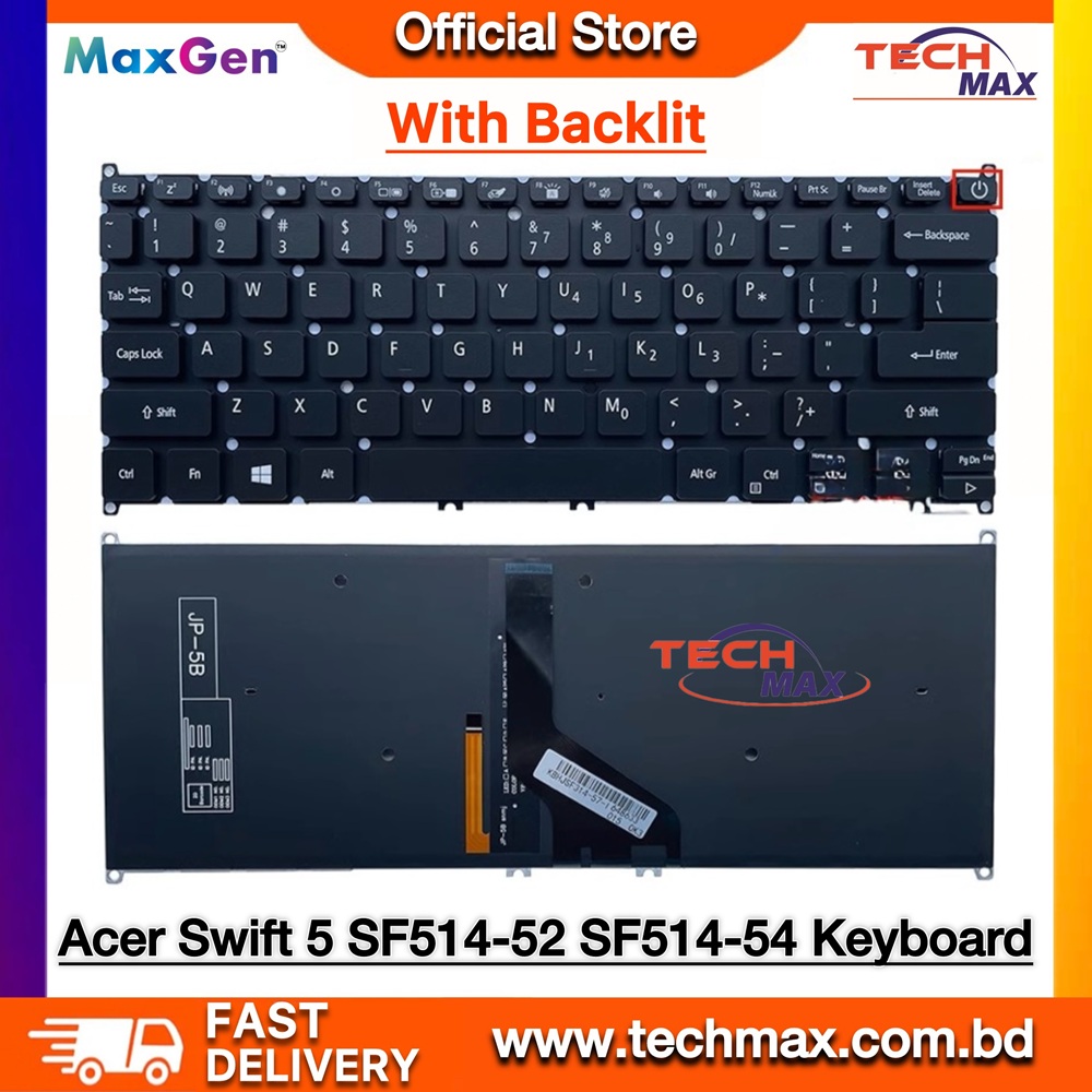 Acer Swift 5 SF514-52 SF514-52T SF514-51 SF515-51 SF514-53 SF514-54 SF314-56 SF314-57 SF314-57G SF514-52T-590U SV3P-A70BWL N17W3 Series Laptop Keyboard With Backlit 1 Acer Swift 5 SF514 backlit keyboard SV3P-A70BWL replacement
