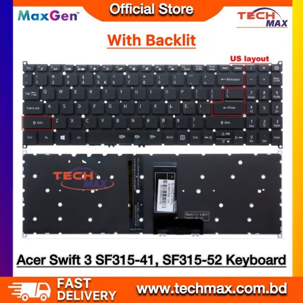Acer Swift 3 SF315-41 backlit keyboard NKI15170F2 replacement